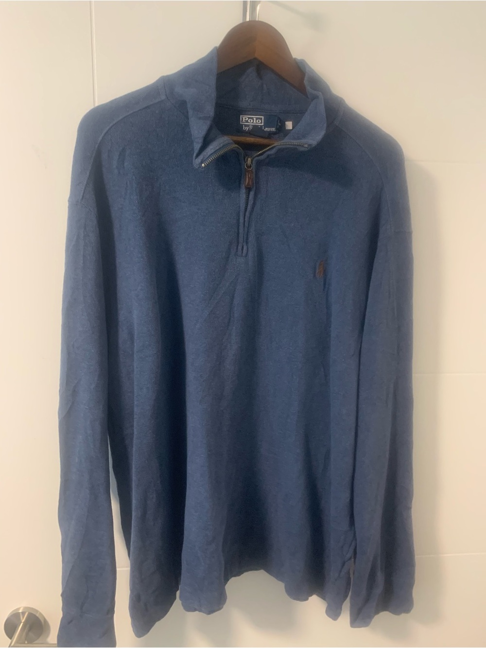 Polo by Ralph Lauren Men's Blue Quarter-Zip Sweater A14